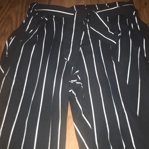 black ans white striped pants